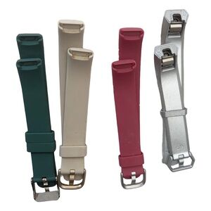 Fitbit Watch Bands in Green, Cream, Pink, and Silver